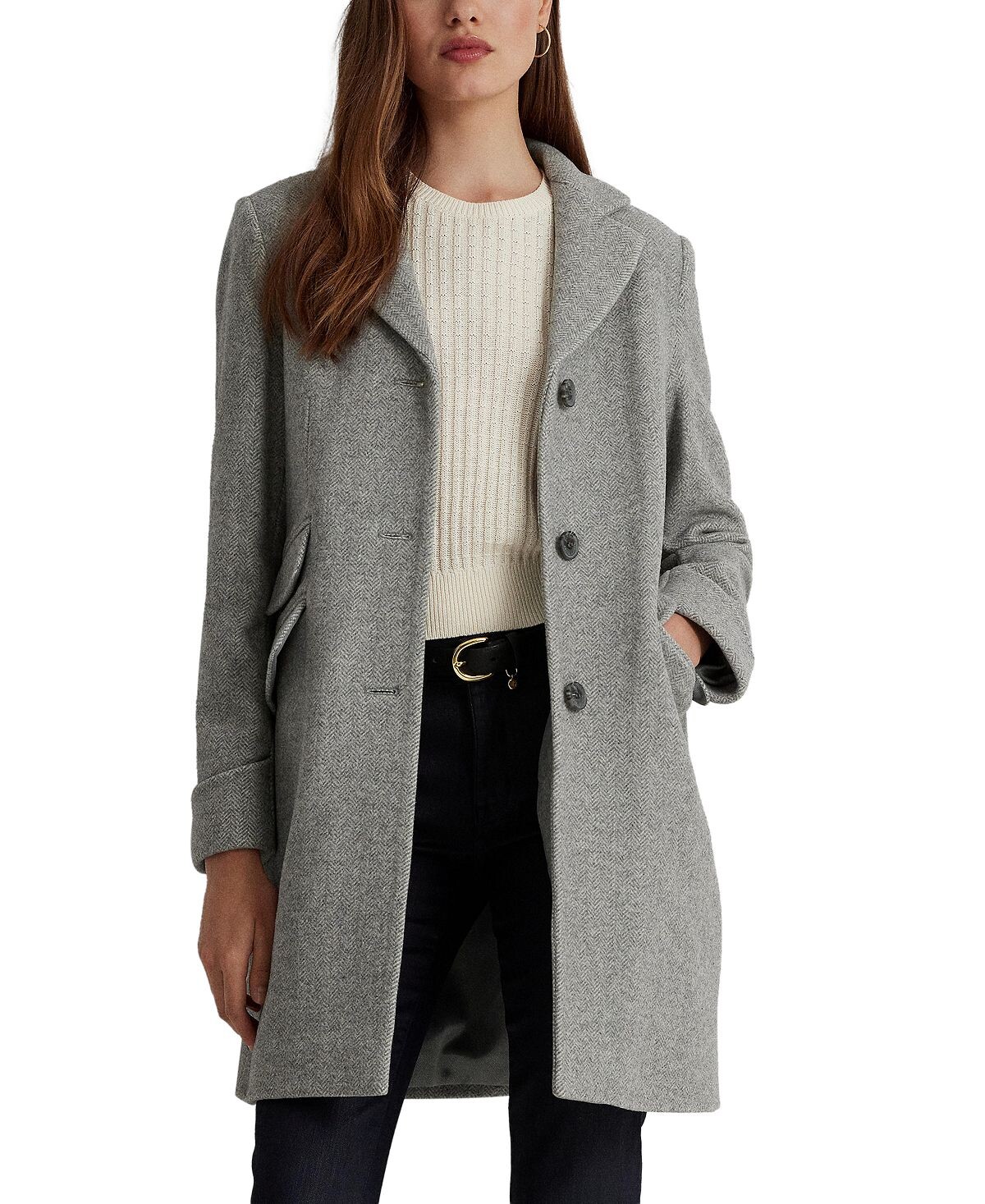 

Женское длинное пальто с зубчатым воротником Lauren Ralph Lauren