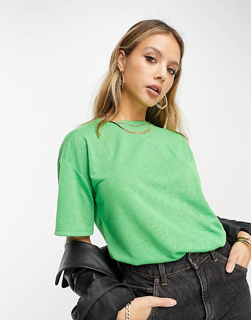 

Ярко-зеленая свободная футболка с круглым вырезом ASOS DESIGN, Зеленый