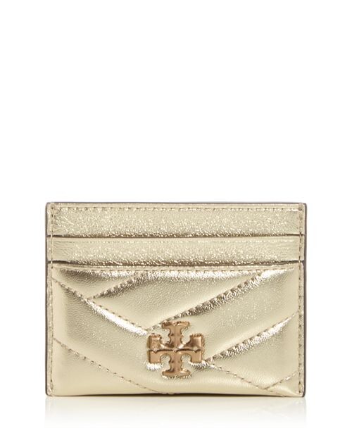 

Кожаный чехол для визиток Kira с шевроном Tory Burch, цвет Gold