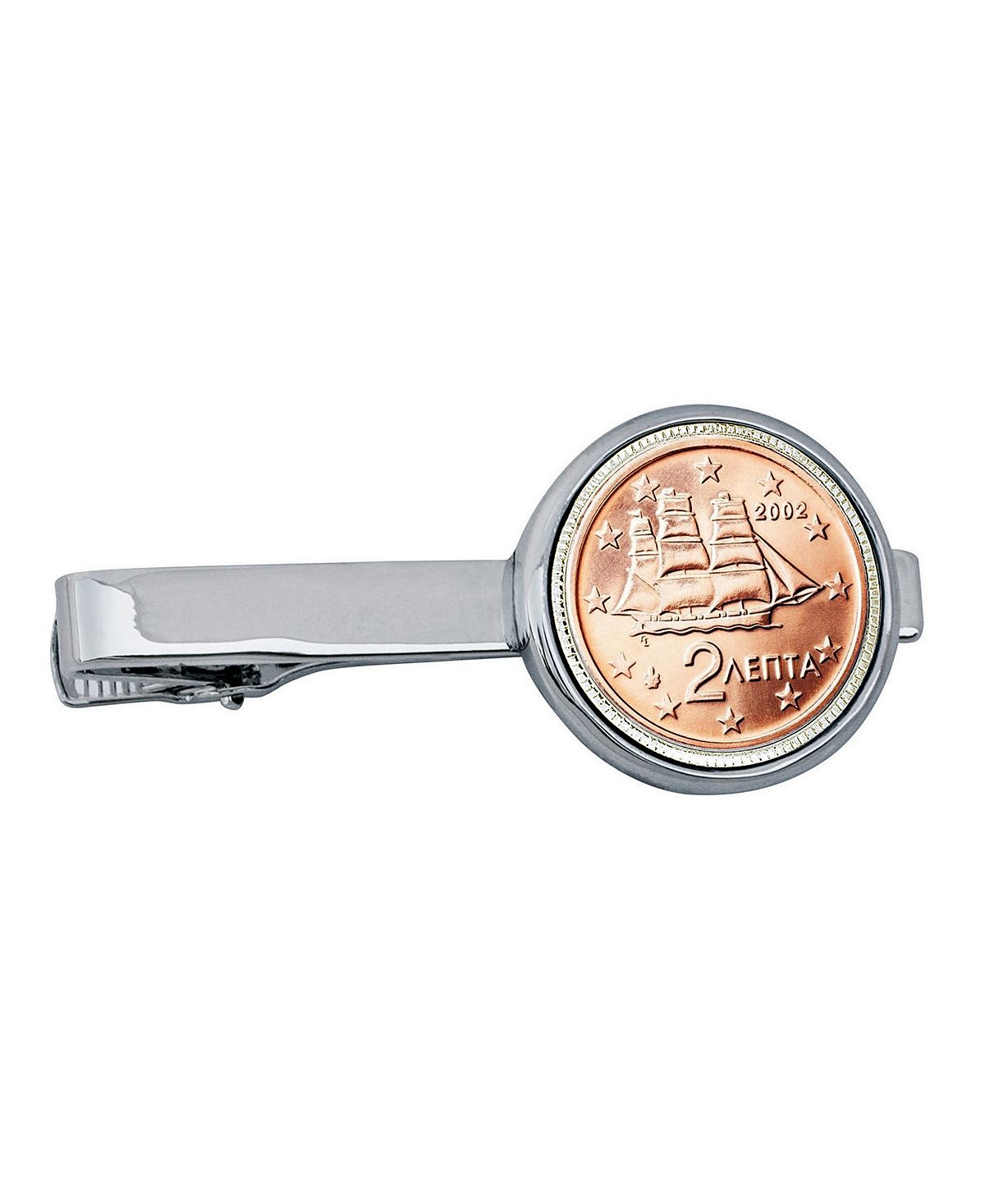 Зажим для галстука для греческой монеты номиналом 2 евро American Coin Treasures
