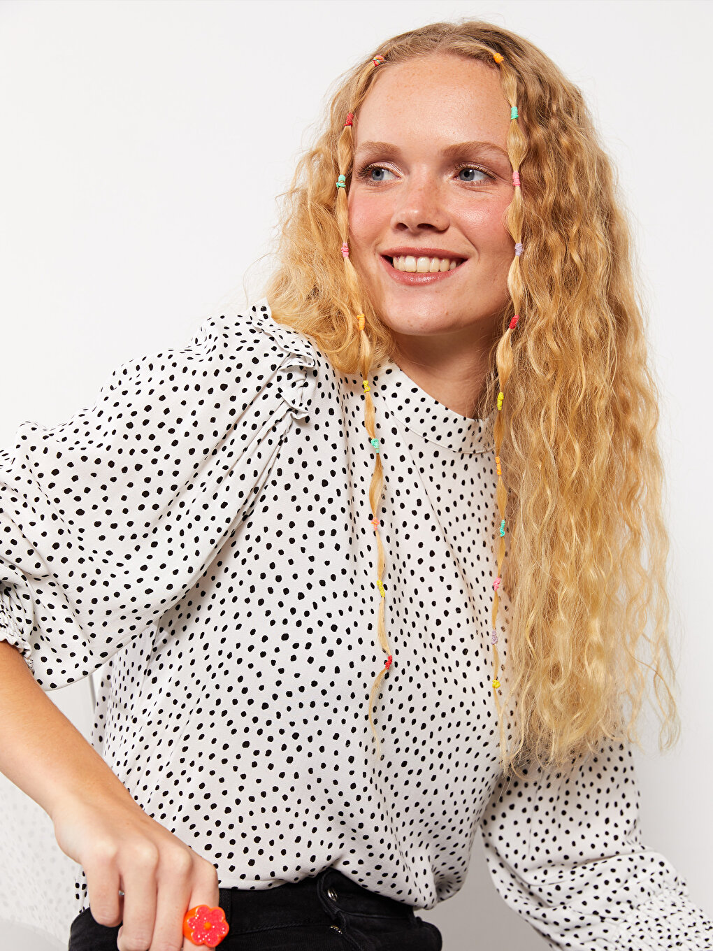 Женская вискозная блузка с круглым вырезом и длинным рукавом с рисунком XSIDE