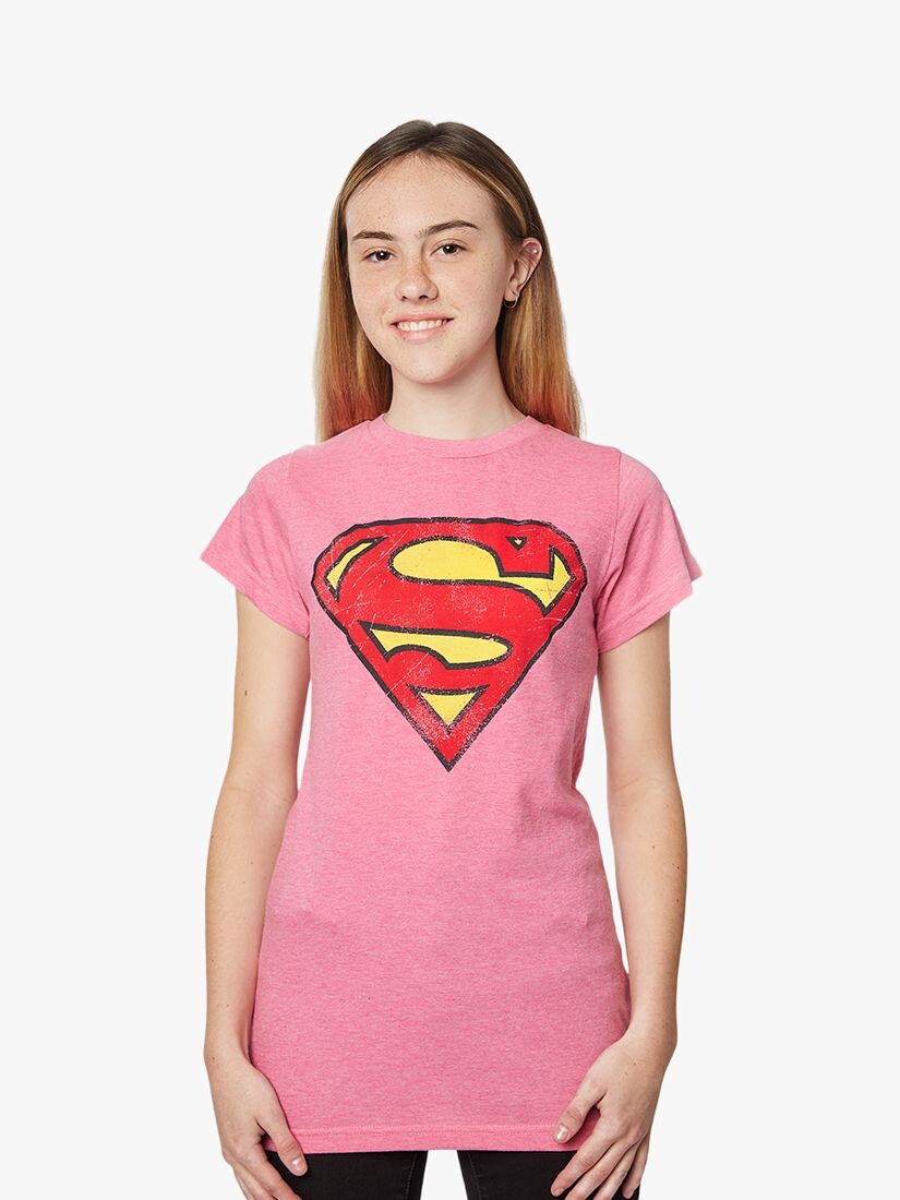 

Футболка приталенного кроя с логотипом Fabric Flavors Superman, розовая