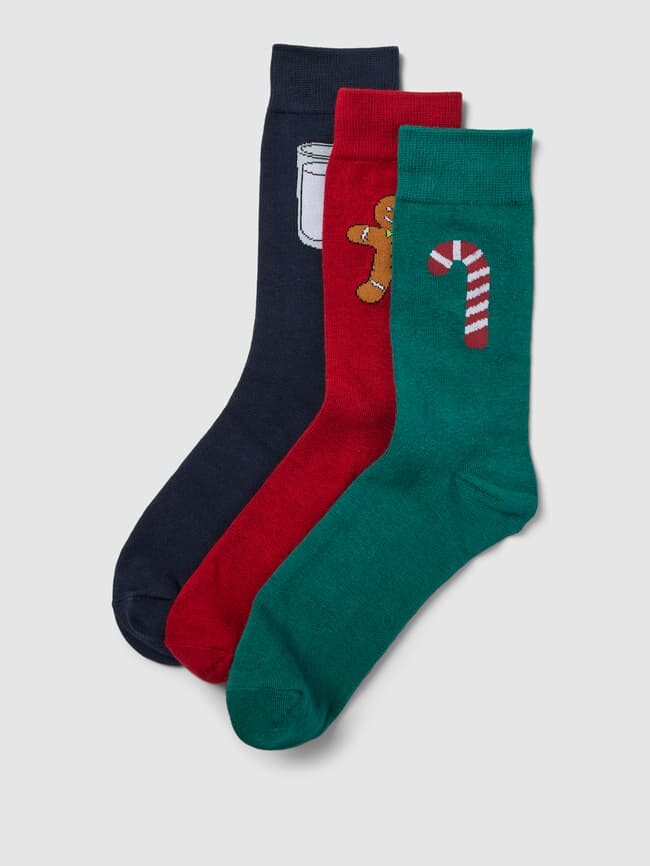 

Носки в упаковке 3 шт. в подарочной упаковке модель «XMAS COMFORT FOOD» Jack & Jones, красный