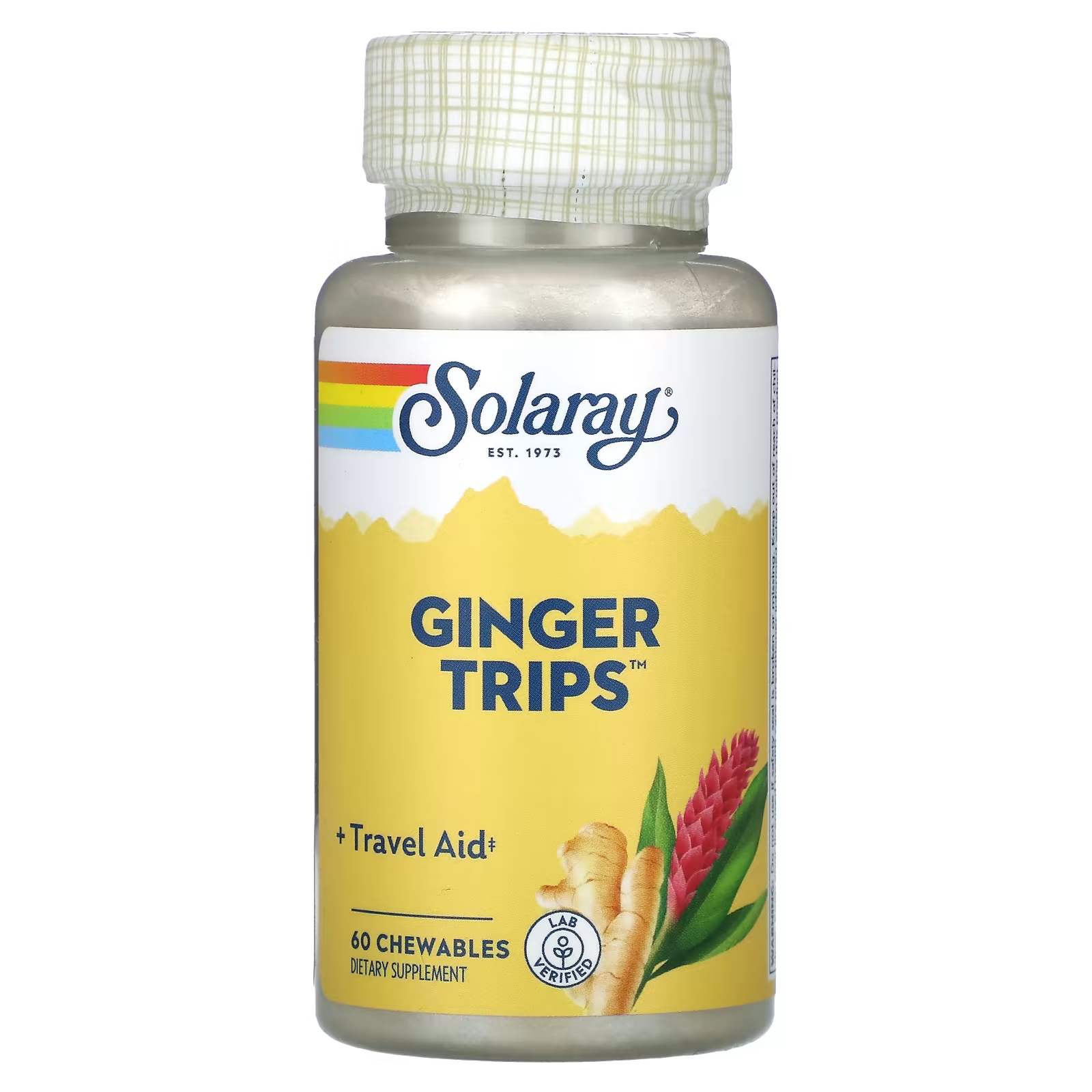 Solaray Ginger Trips 60 жевательных таблеток solaray focus для детей вкус винограда 60 жевательных таблеток