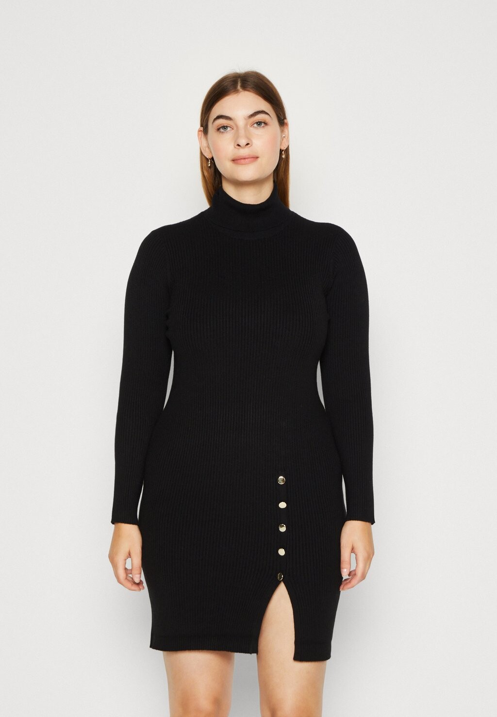 

Платье Point Vero Moda Curve VMCABA BUTTON ROLLNECK DRESS, черный