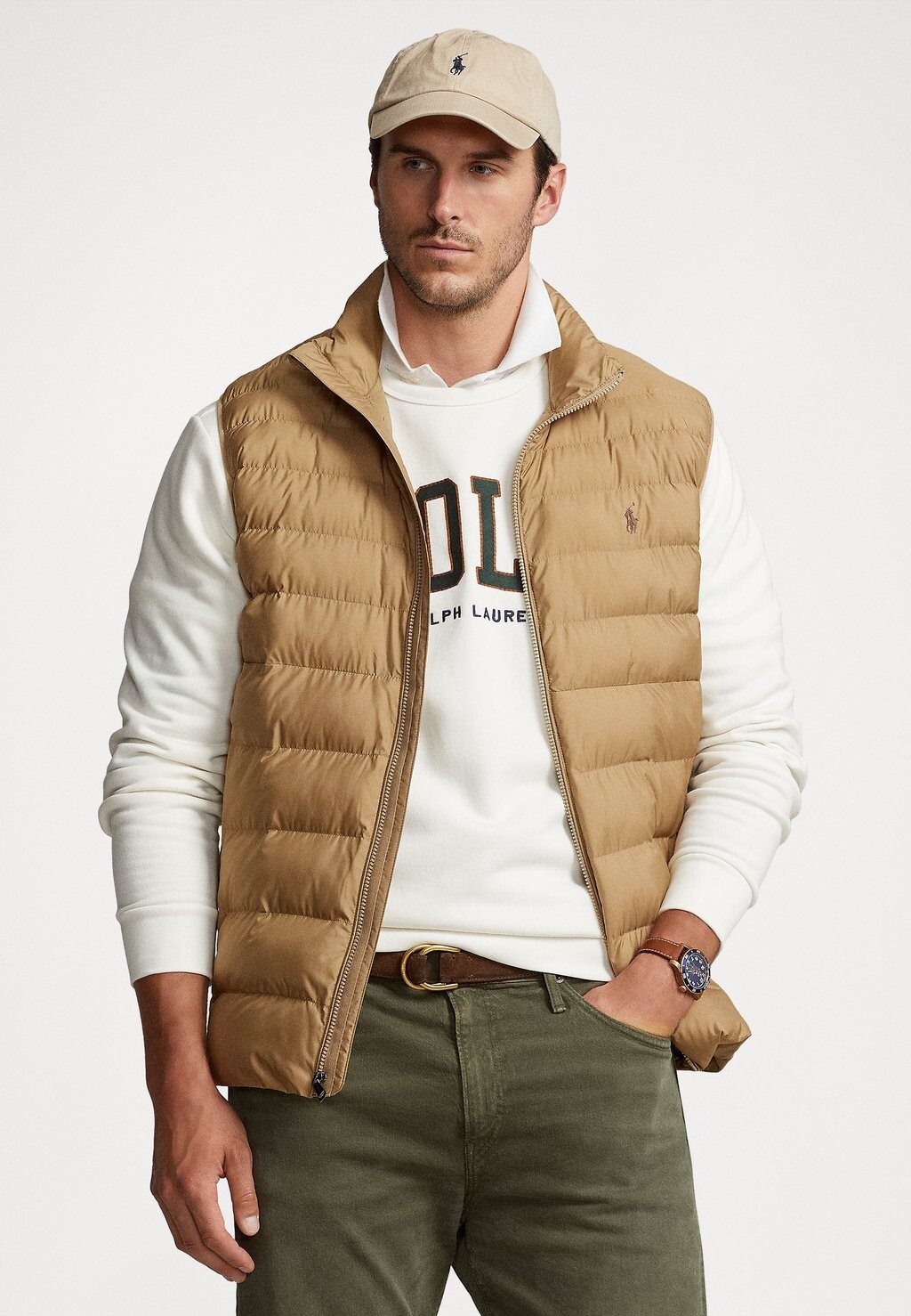 

Без рукавов ЖИЛЕТ TERRA Polo Ralph Lauren Big & Tall, пустынный хаки