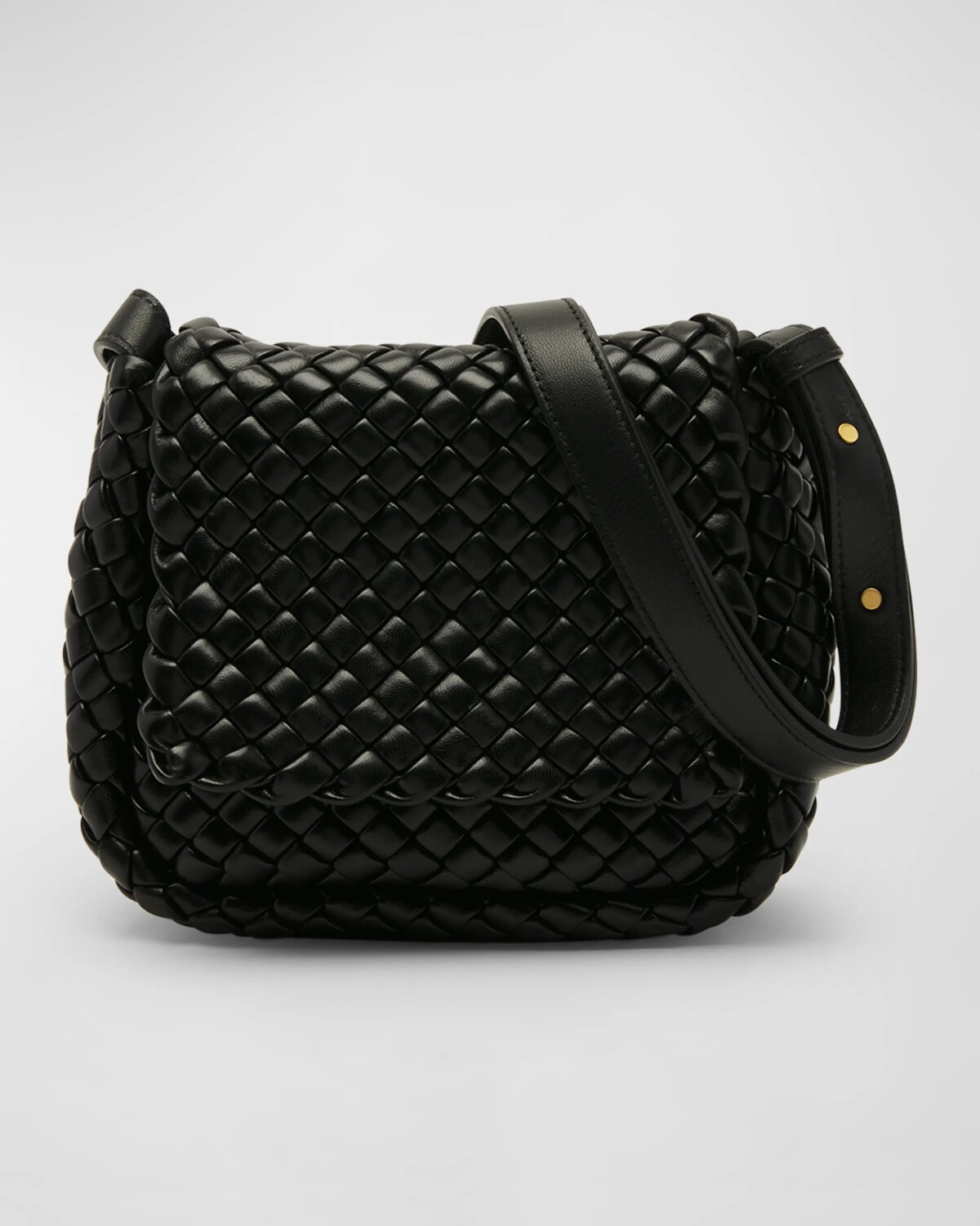 

Миниатюрная сумка через плечо из булыжника Bottega Veneta, цвет Black-Gold