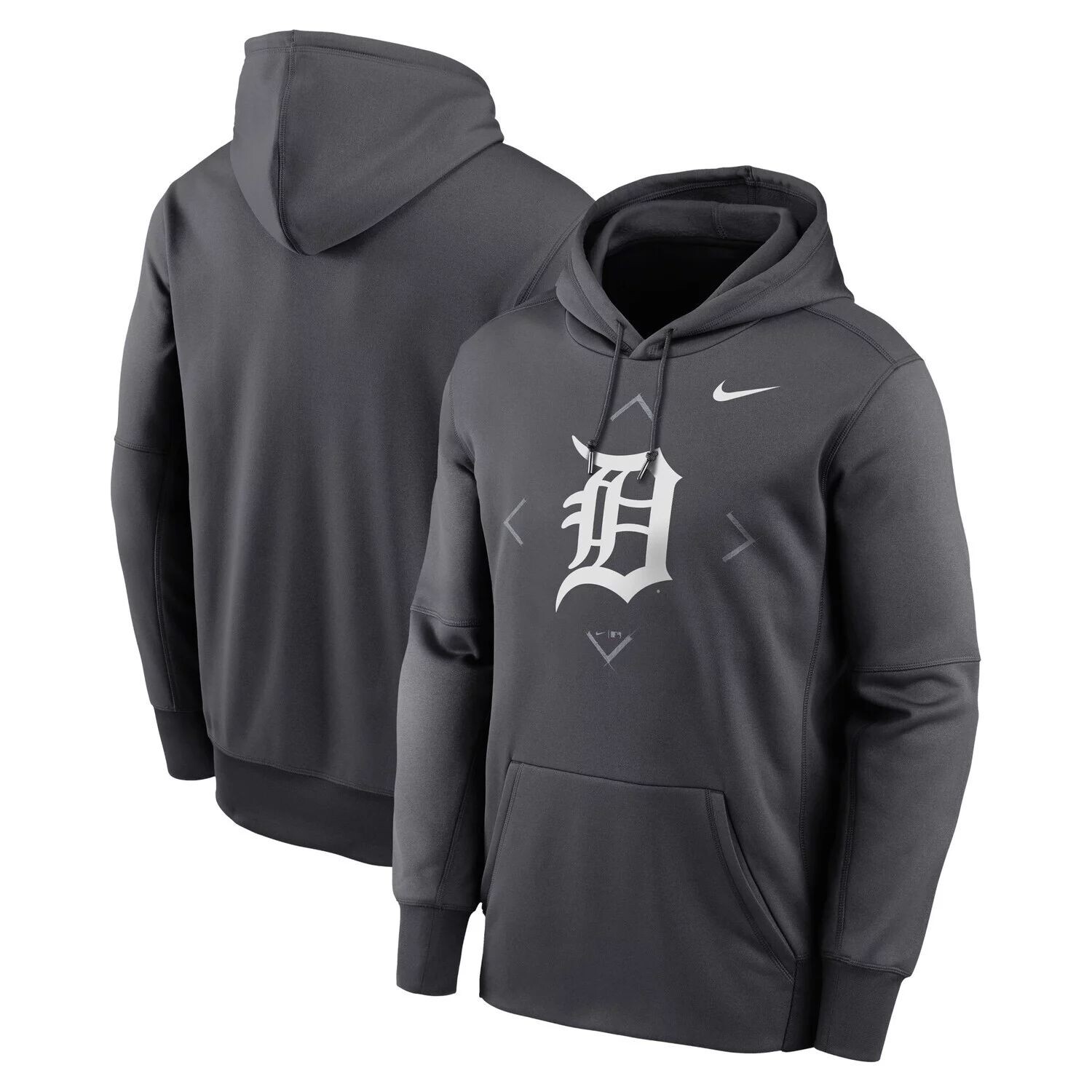

Мужской пуловер с капюшоном Detroit Tigers Bracket Icon Performance антрацитового цвета Nike, Черный