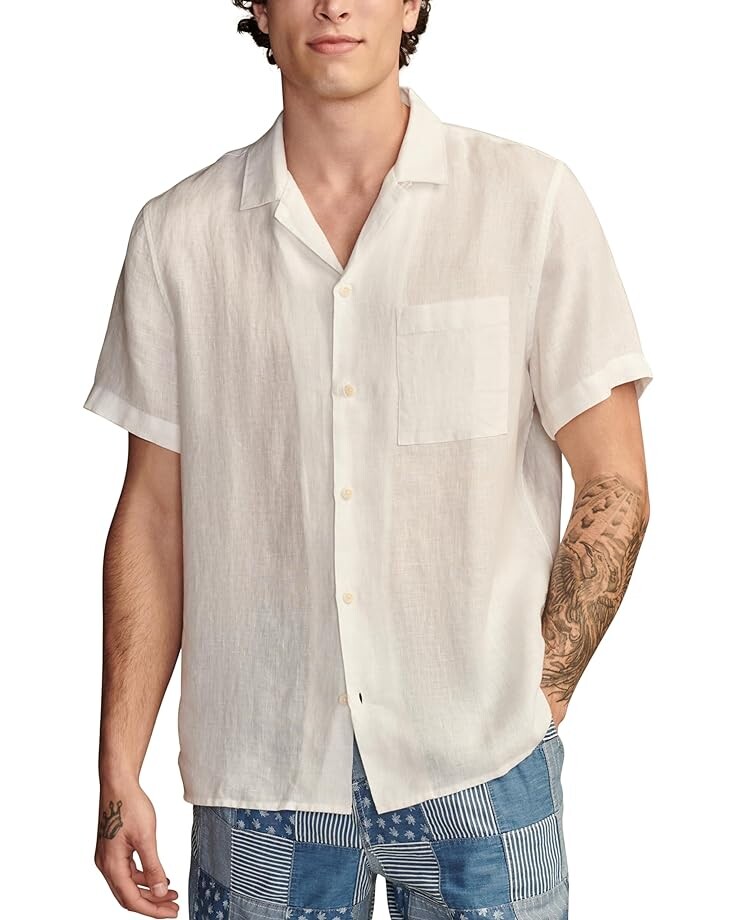 

Рубашка Lucky Brand Linen Camp Collar Short Sleeve, цвет Bright White