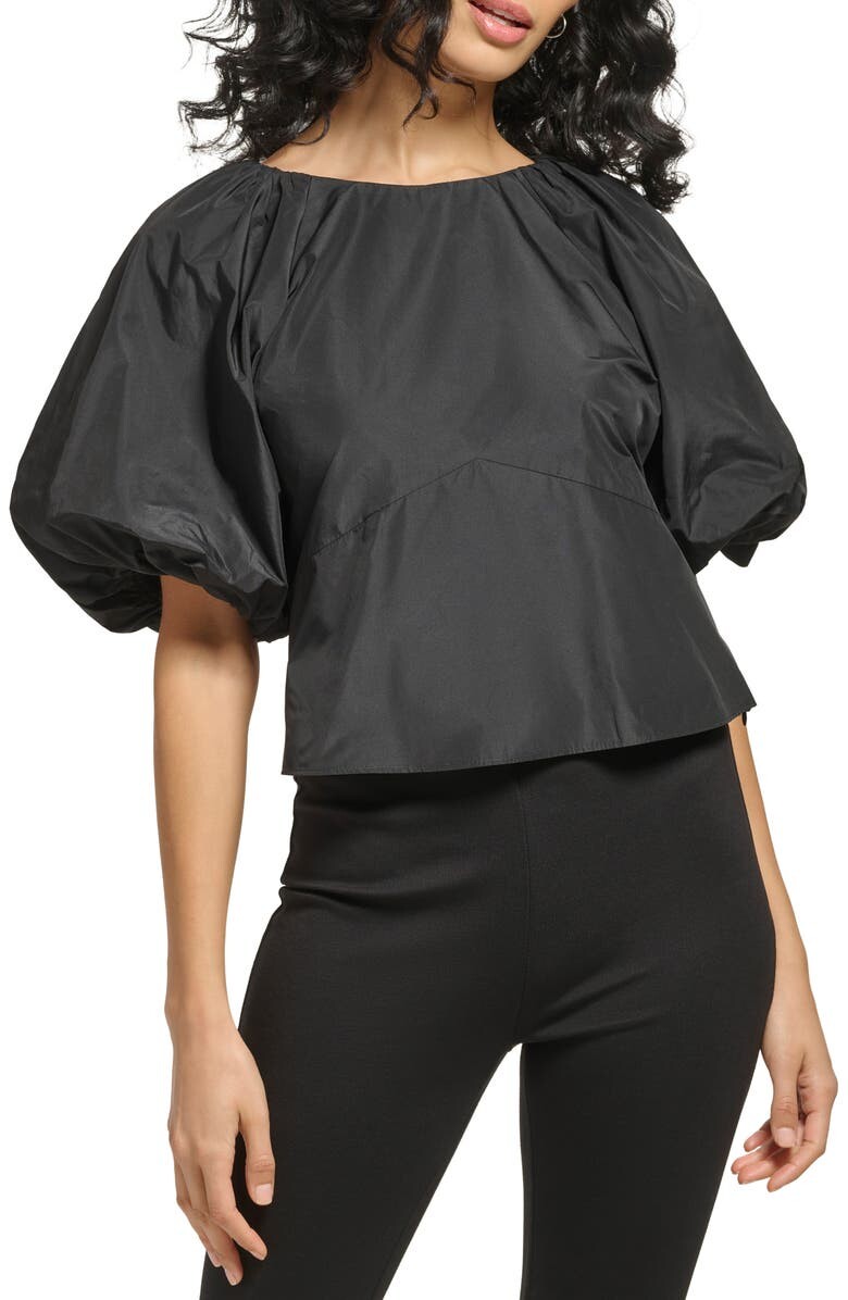 

Блузка из тафты с пышными рукавами DKNY, черный