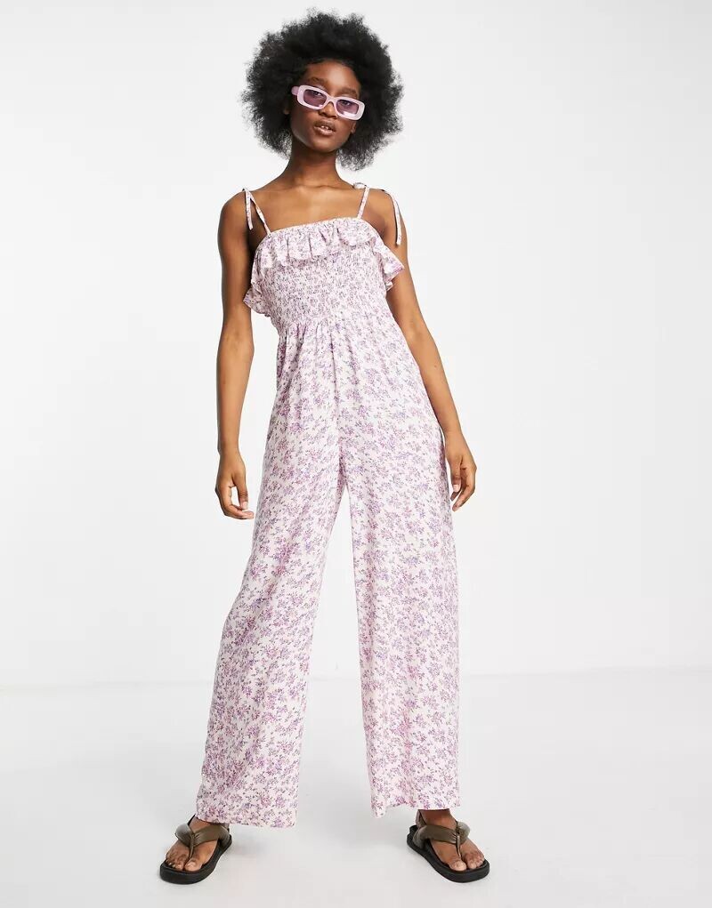 

Сиреневый комбинезон с бретелями и сборками Miss Selfridge