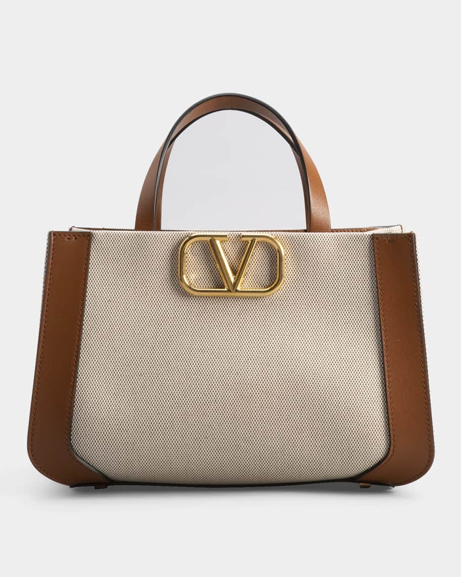 

Маленькая большая сумка из холщовой ткани VLOGO Signature Valentino Garavani