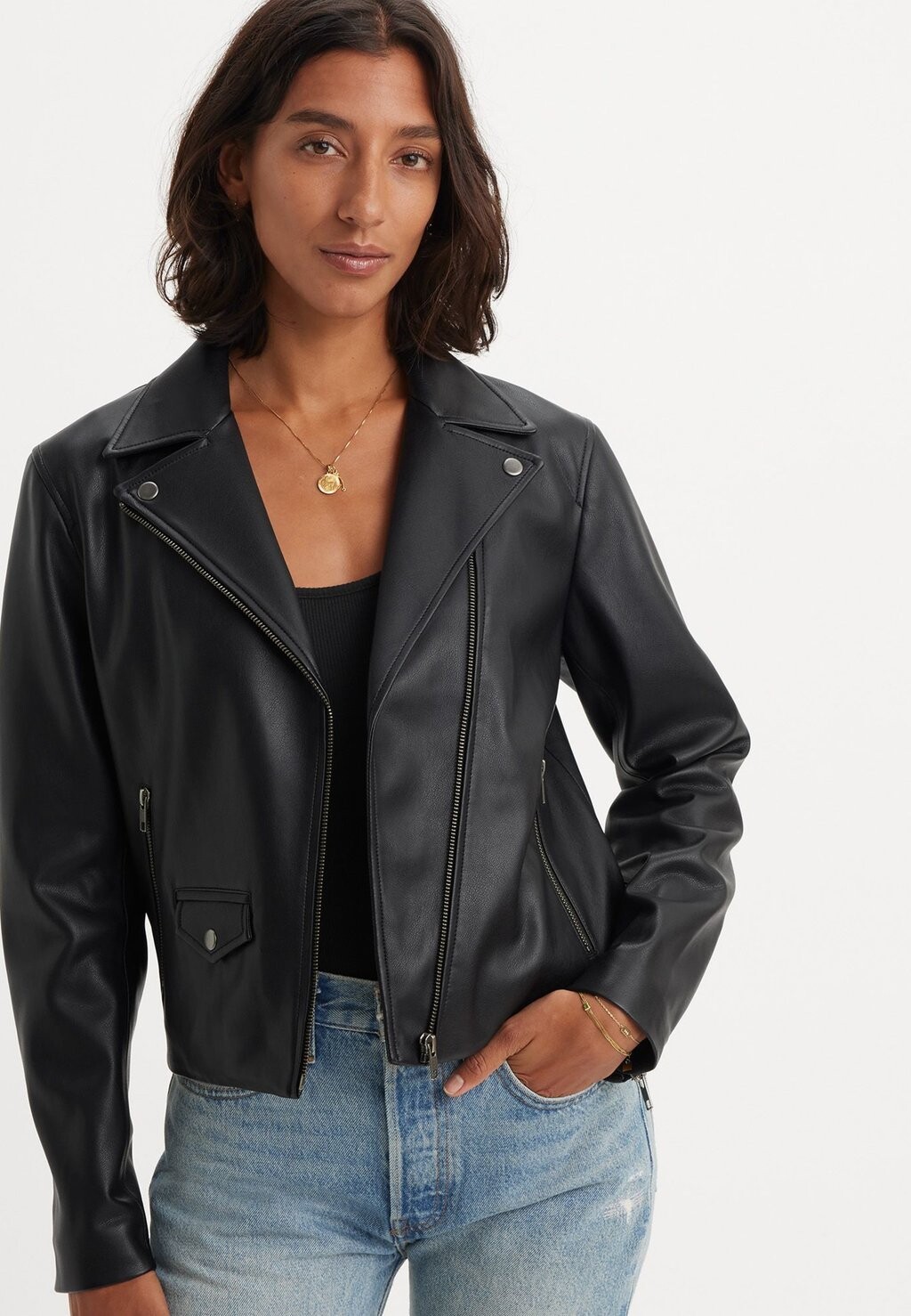 

Куртка из искусственной кожи Lelou Shrunken Moto Levi's, цвет caviar