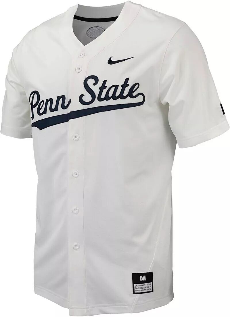 

Мужская белая бейсбольная майка с длинными пуговицами Nike Penn State Nittany Lions