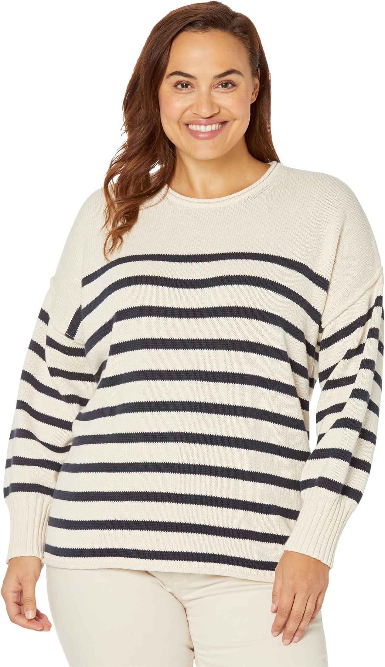 

Длинный пуловер Plus Stripe Circus Crew Madewell, цвет Antique Cream