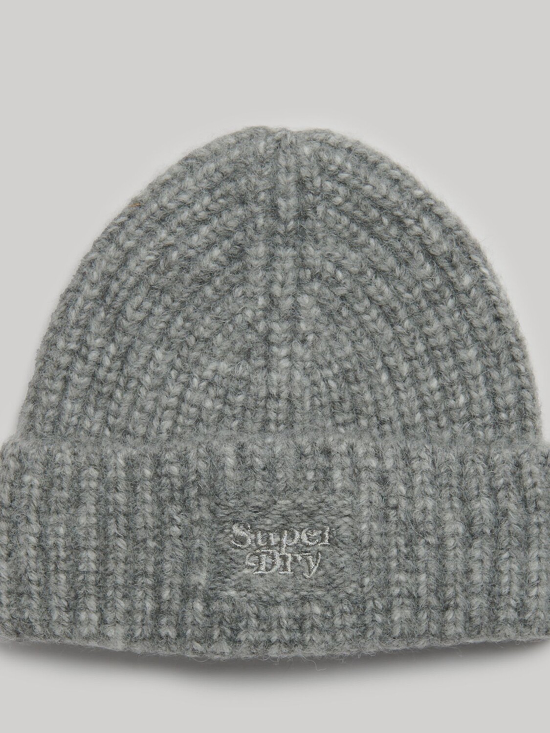 

Шапка-бини ребристой вязки Superdry, серый мергель