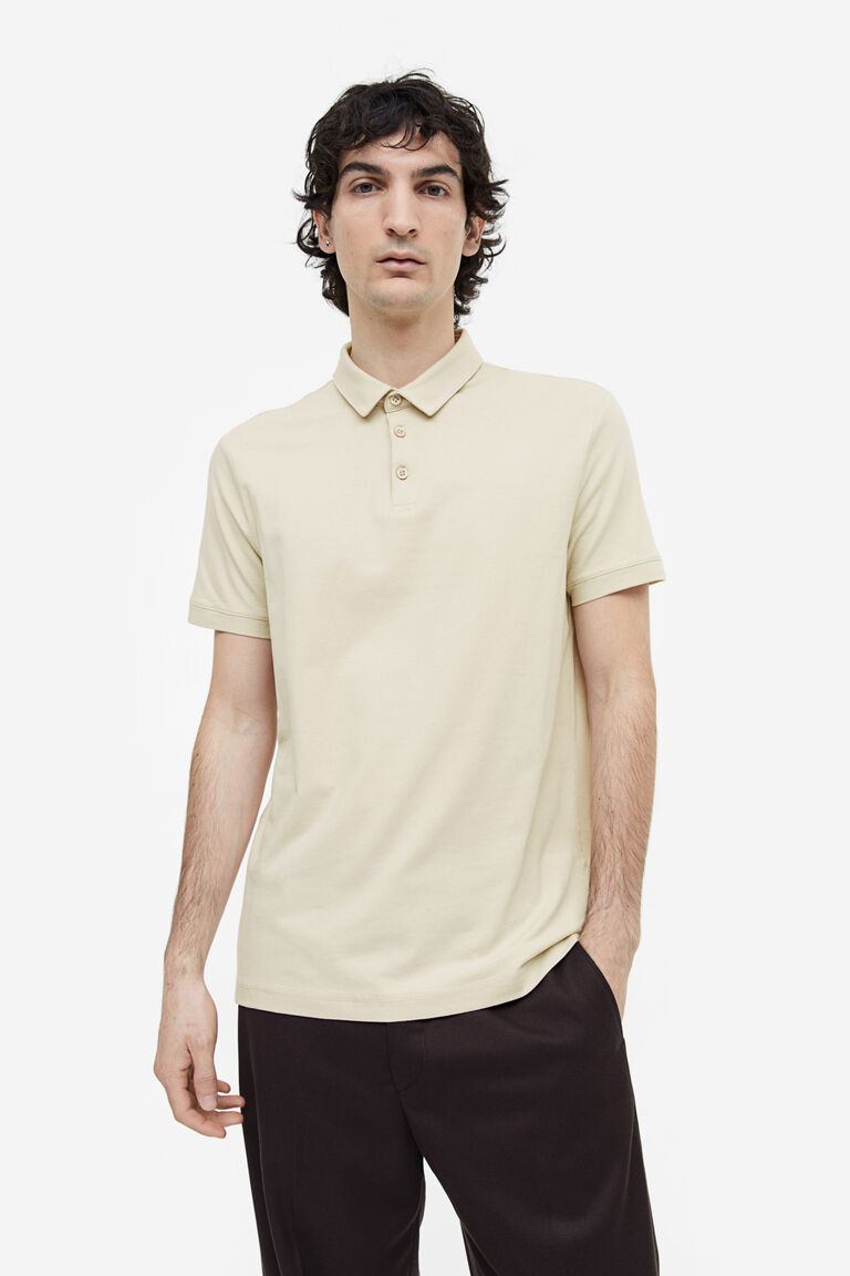 цена Рубашка-поло приталенного кроя H&M, бежевый