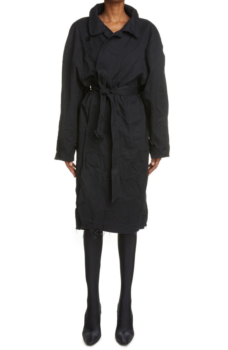 

Хлопковое пальто с запахом BALENCIAGA, черный