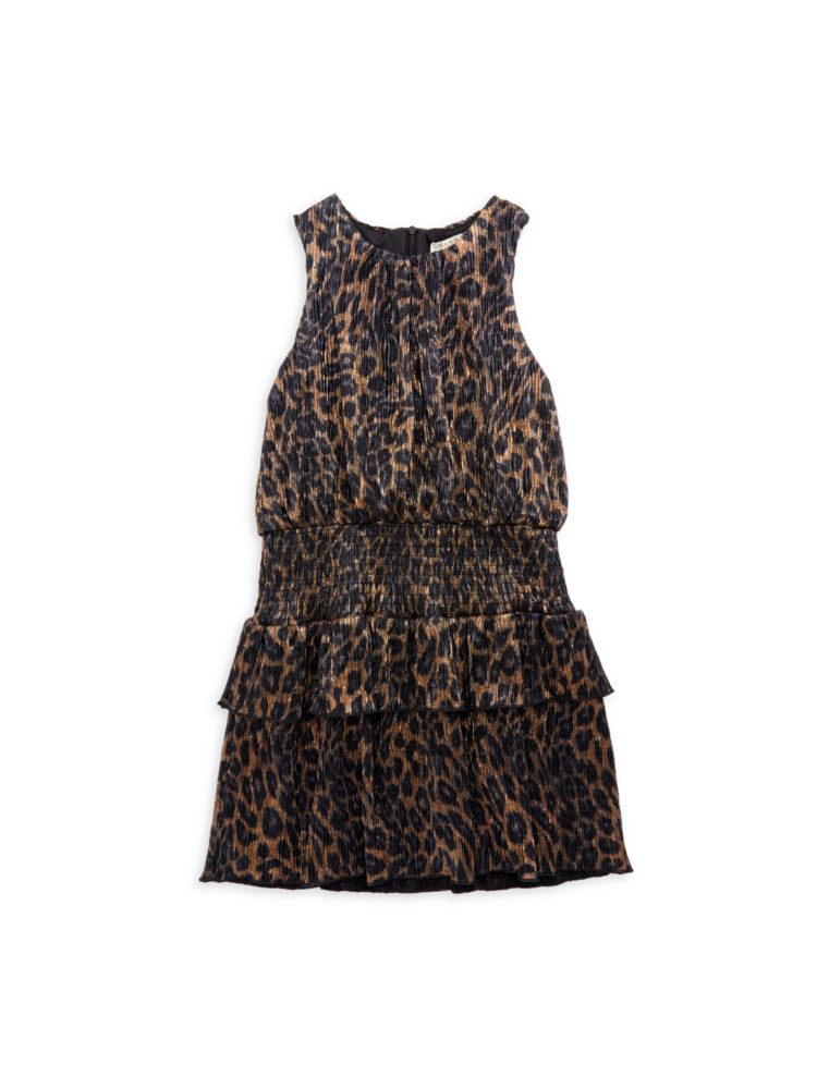 Платье-блузон с леопардовым принтом для маленькой девочки Hannah Banana, цвет Black Brown