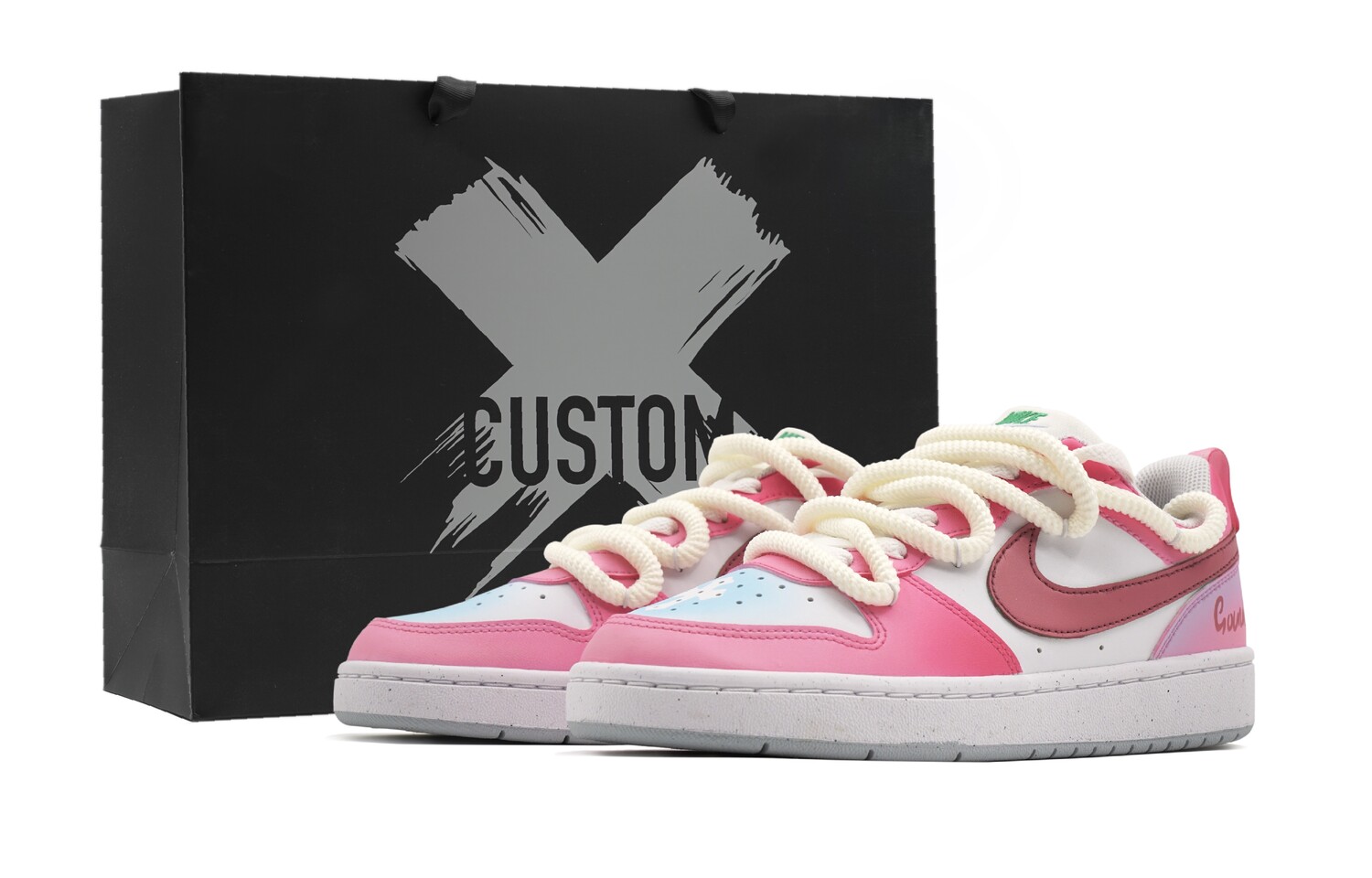 

Кроссовки Nike Court Borough Skateboarding Shoes Women's Low-top Pink/white, белый