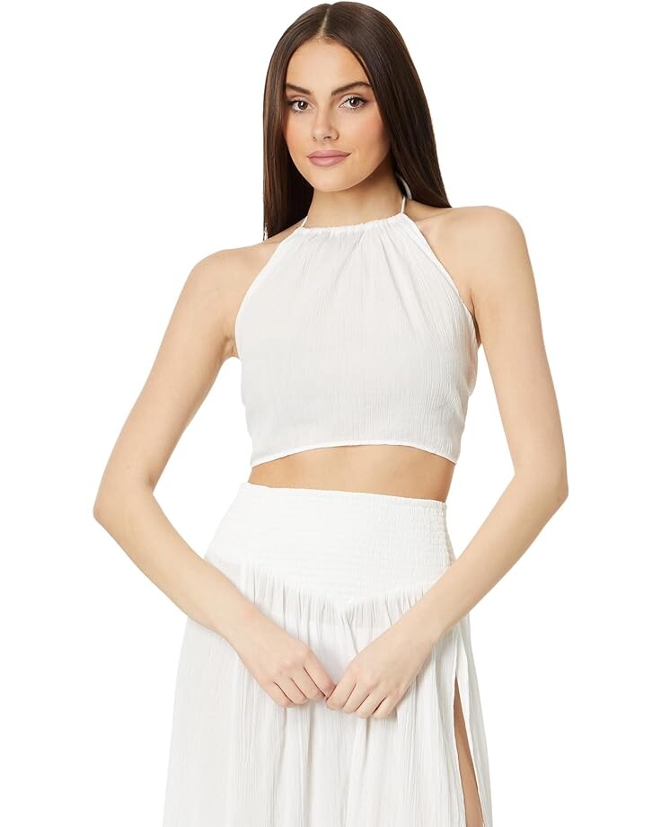 

Топ Madewell Crinkle Cotton Halter Wrap, белый