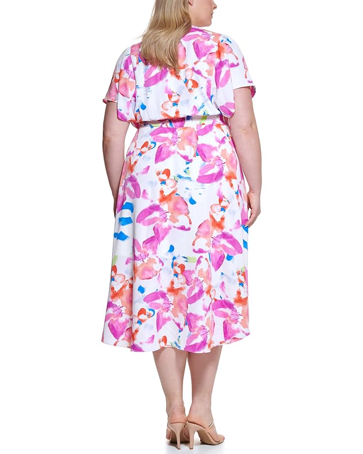 Платье DKNY Plus Size Flutter Sleeve Smock Dress, цвет Flamingo