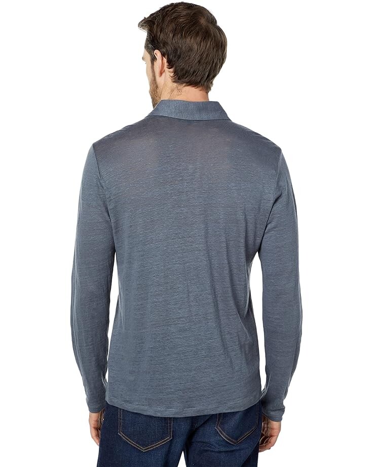 

Поло Vince Linen Long Sleeve Polo, цвет Abyss