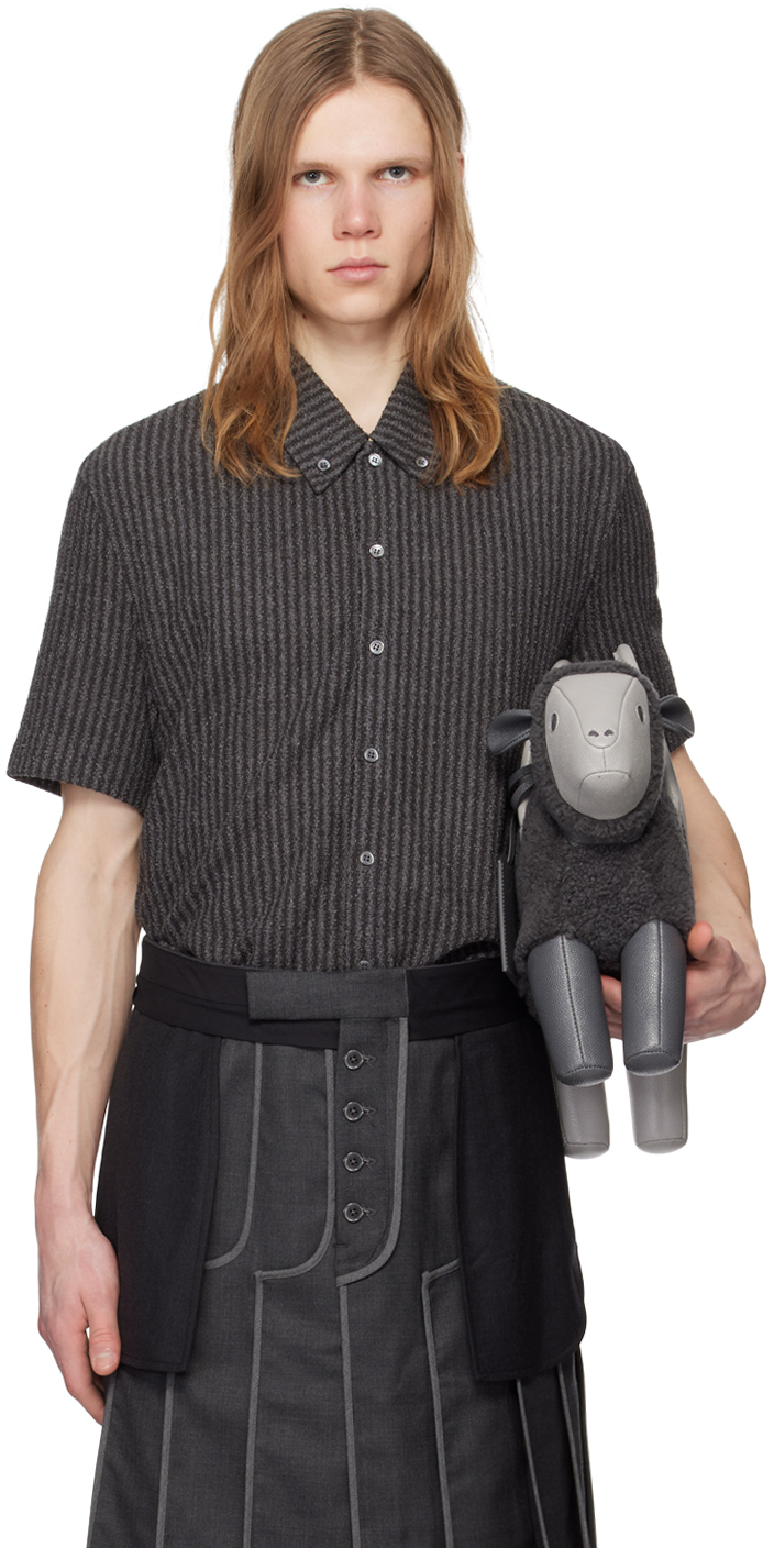 полосатая рубашка стандартного кроя из хлопковой пряжи Серая рубашка в полоску Thom Browne, цвет Medium grey