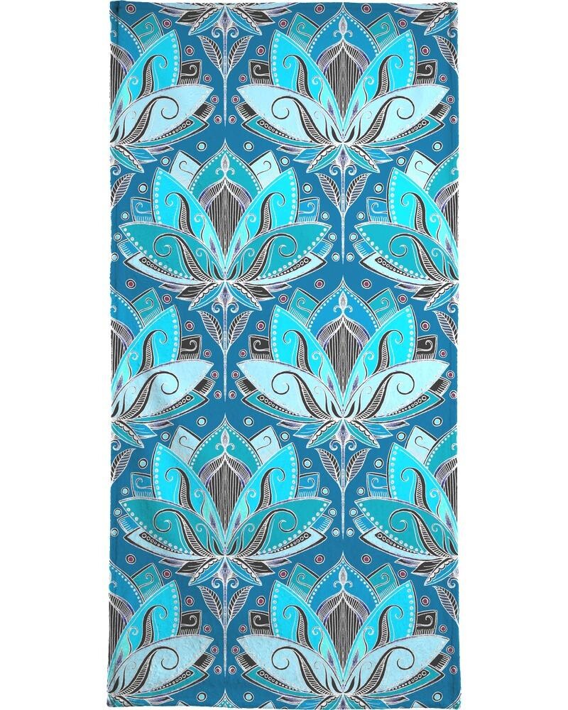 

Полотенце для ванной Juniqe Art Deco Teal Lotus Pattern, синий