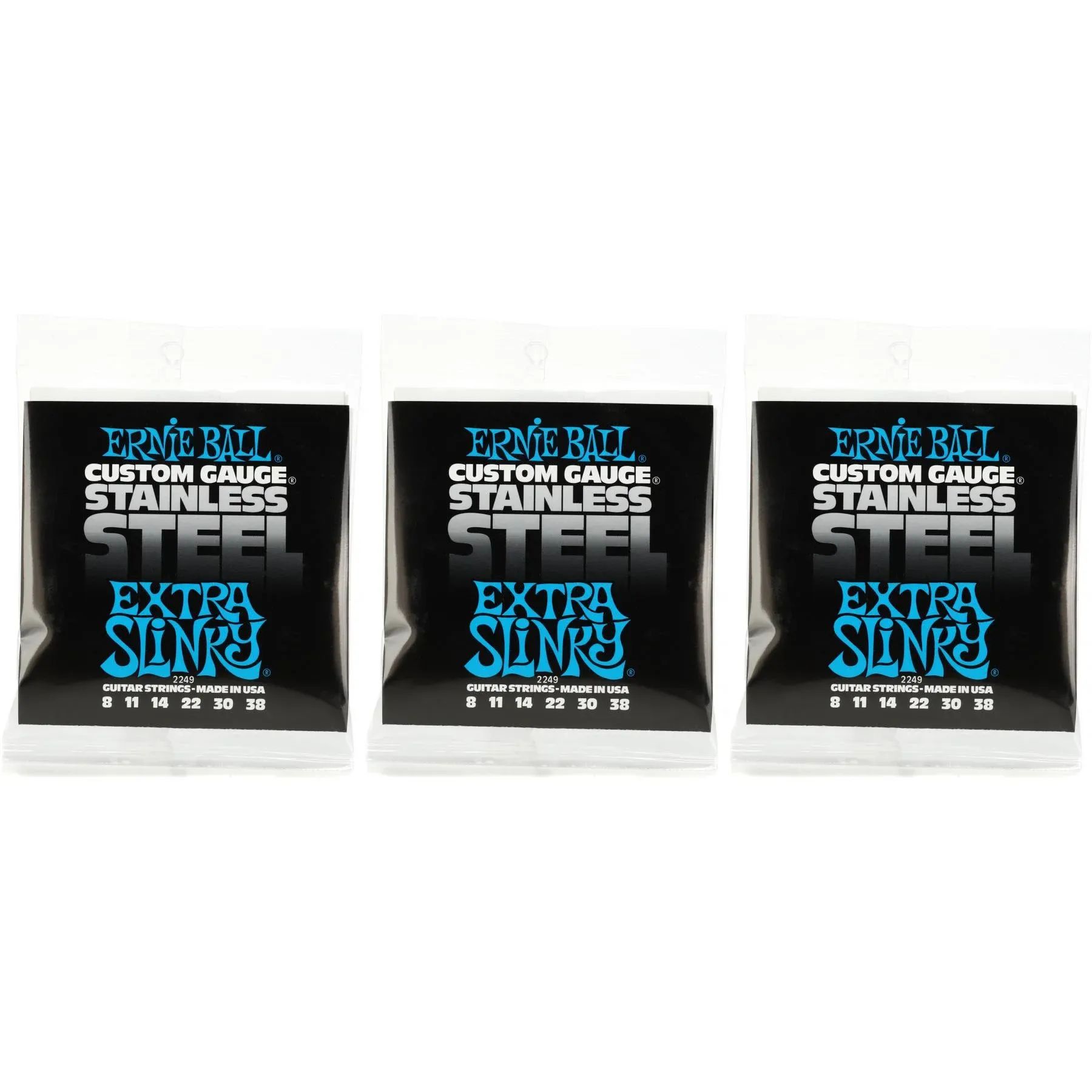 

Струны для электрогитары Ernie Ball 2249 Extra Slinky с обмоткой из нержавеющей стали — .008-.038 (3 шт.)