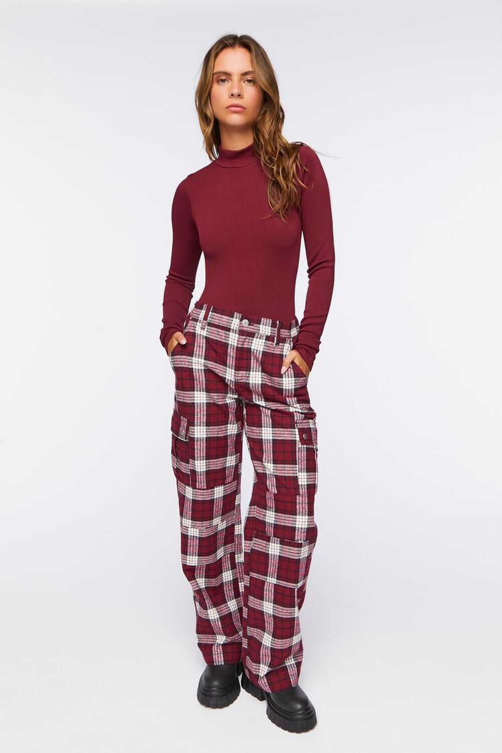 

Клетчатые широкие брюки Forever 21, мерло