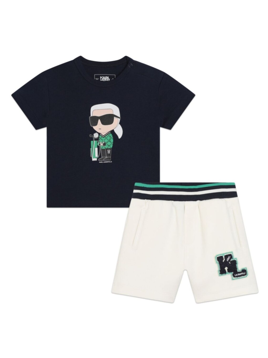 

Karl Lagerfeld Kids комплект из топа и шортов с принтом Ikonik Karl, белый