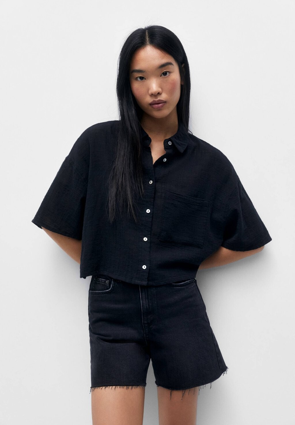 

Рубашка PULL&BEAR, черный
