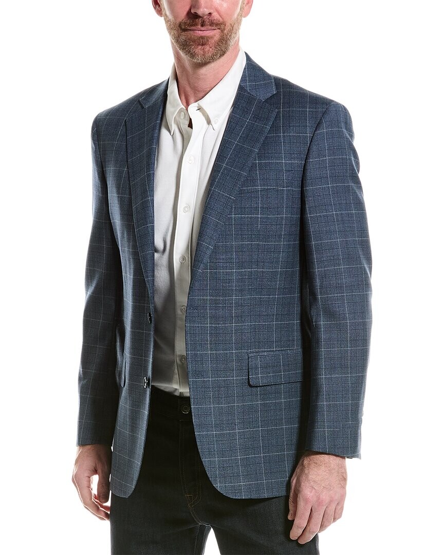 

Костюмный пиджак классического кроя из смесовой шерсти Brooks Brothers, синий