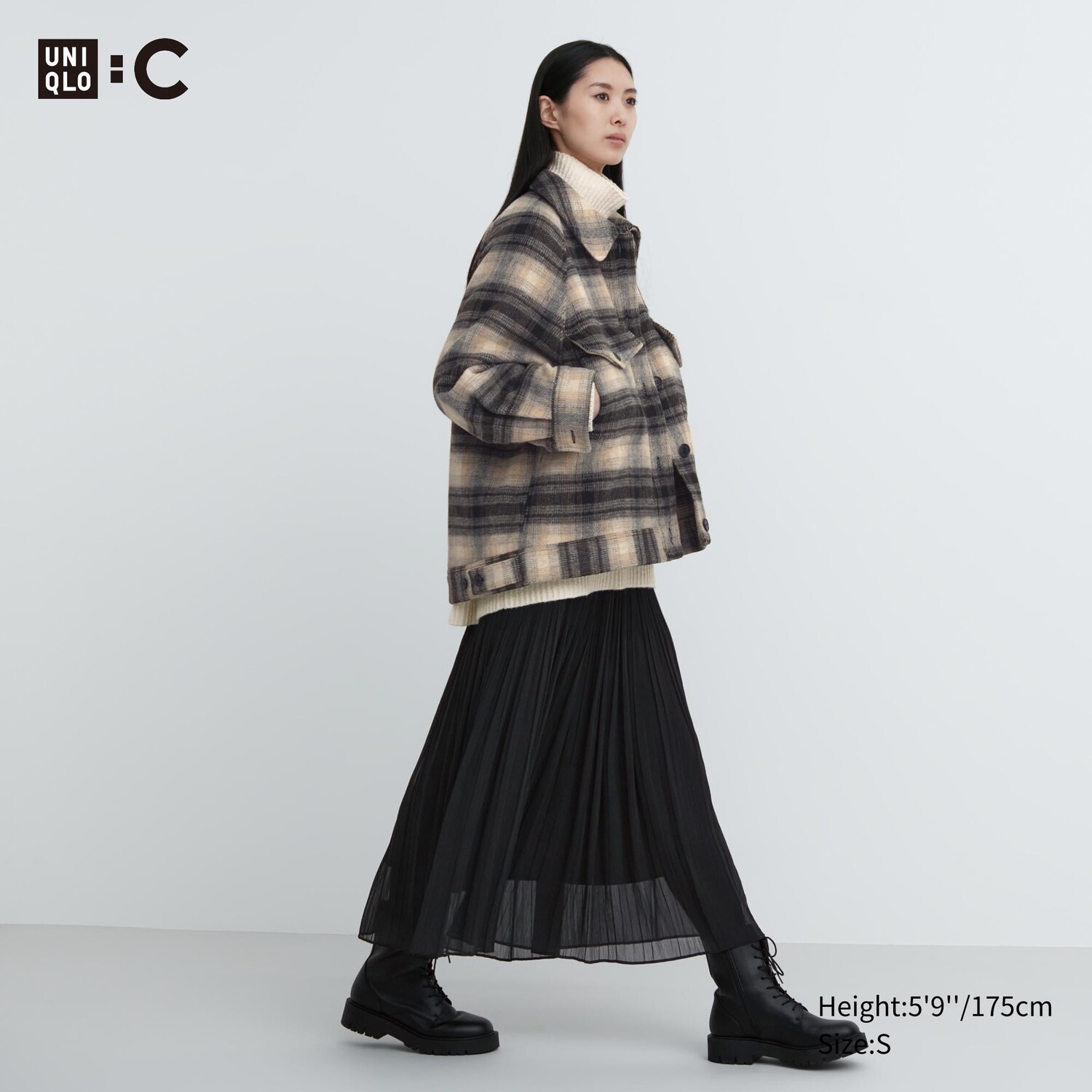 

Шифоновая плиссированная юбка Uniqlo, черный