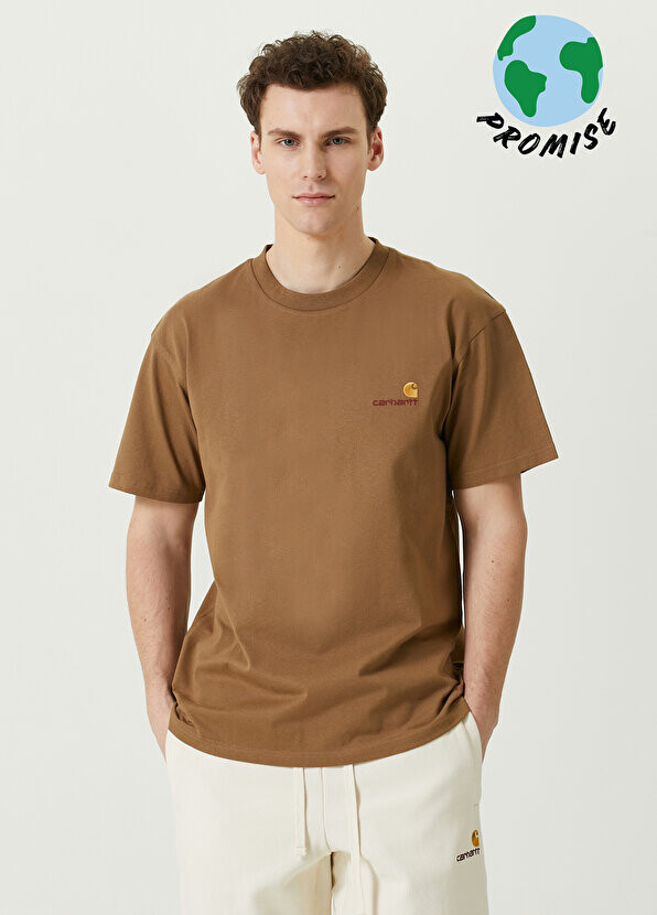 

Футболка из органического хлопка с коричневым логотипом Carhartt, Коричневый