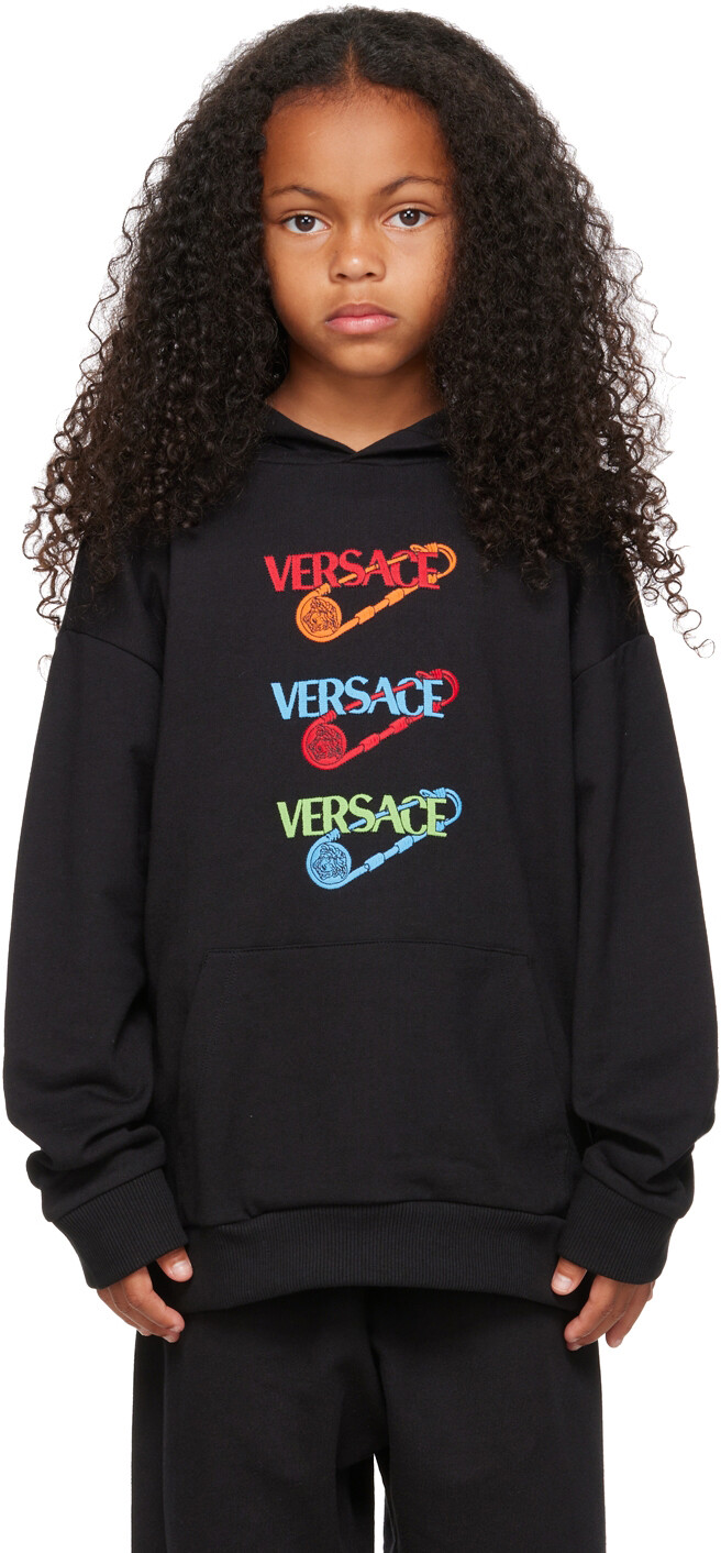 

Детская черная толстовка с логотипом, черная Versace