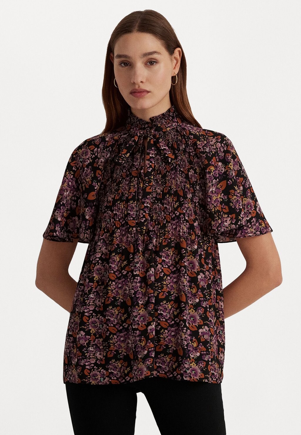 

Блузка Lauren Ralph Lauren ADAR SHORT SLEEVE BLOUSE, цвет lavender/orange/multi