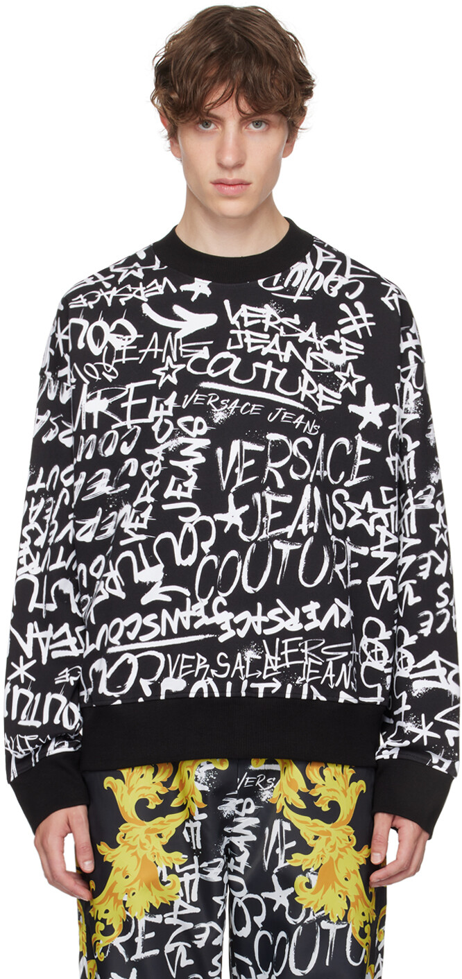 

Черно-белый свитшот с граффити Versace Jeans Couture, Черный