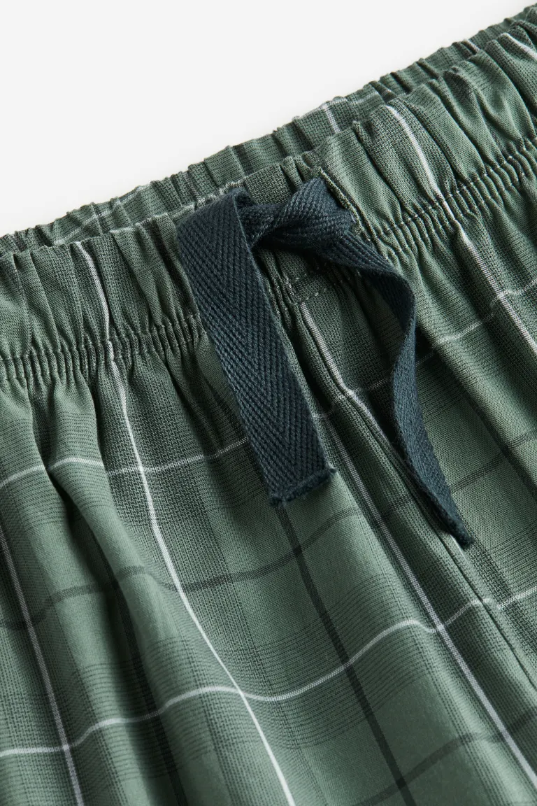 Хлопковые пижамные штаны H&M, зеленый