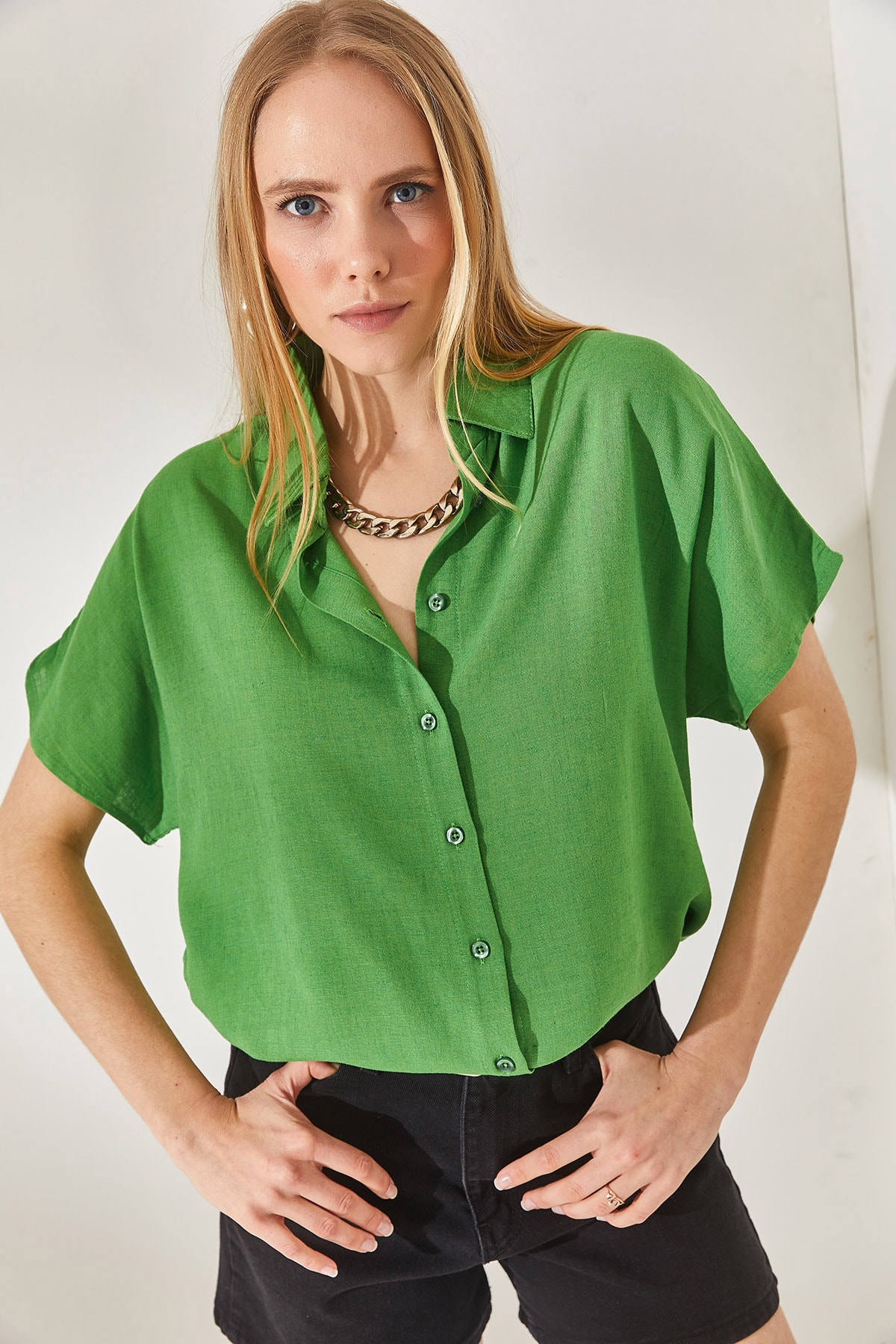 Рубашка - зеленая - оверсайз Olalook, зеленый