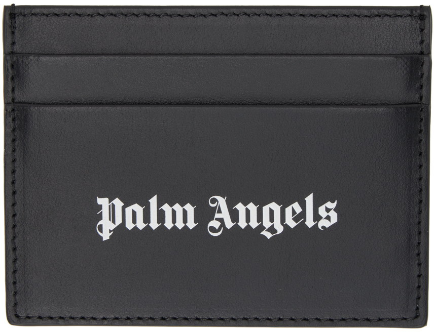 Визитница с черным логотипом Palm Angels, цвет Black/Optical white