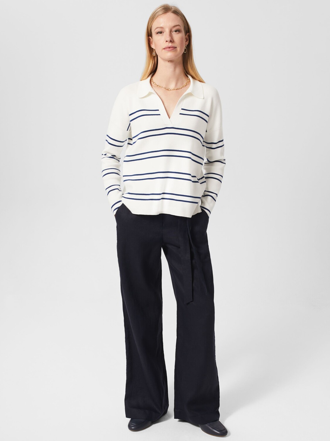 

Льняные брюки Hobbs Petite Jacqui, темно-синие, Синий