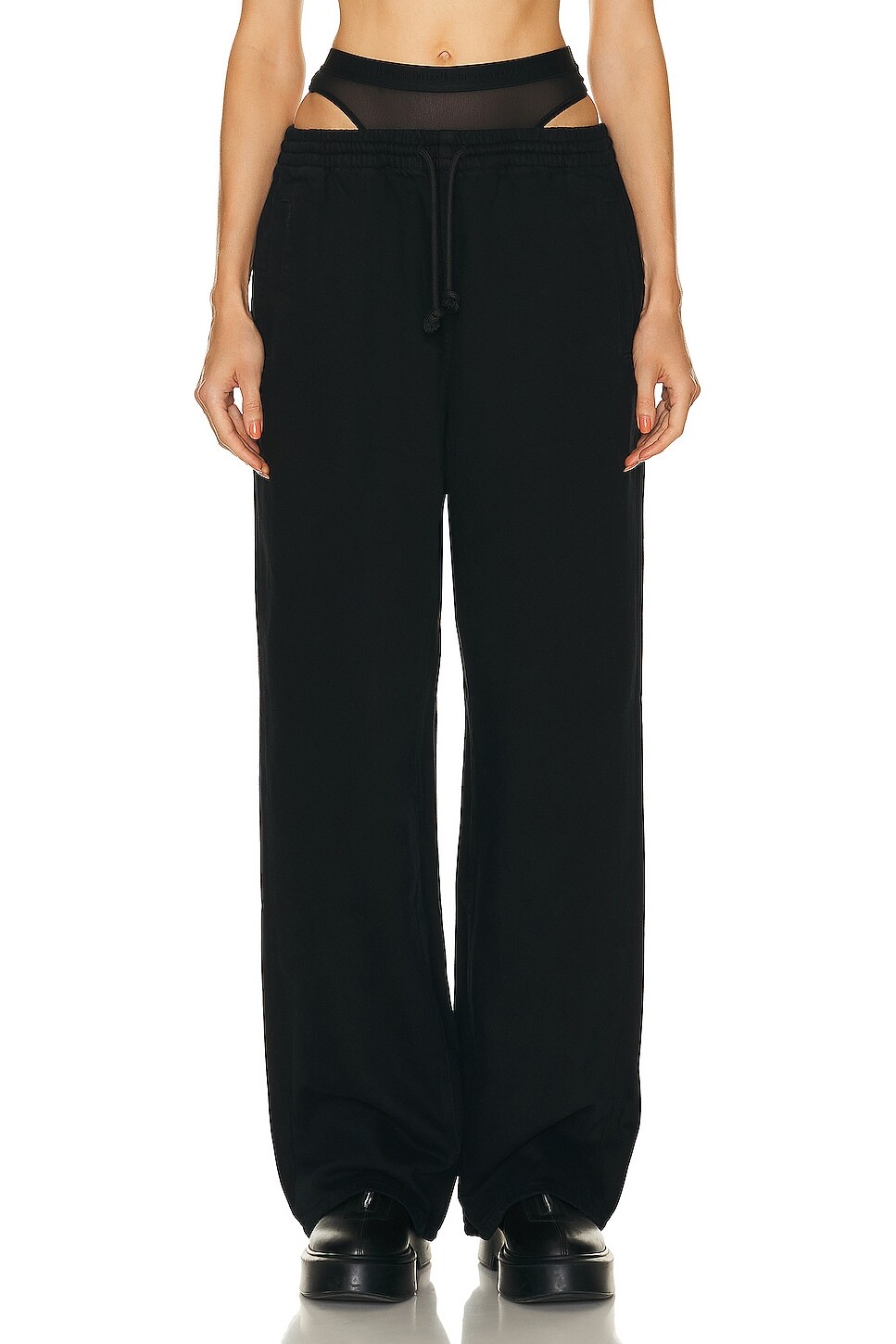 

Брюки Alexander Wang Mesh Undie Track, цвет Washed Black