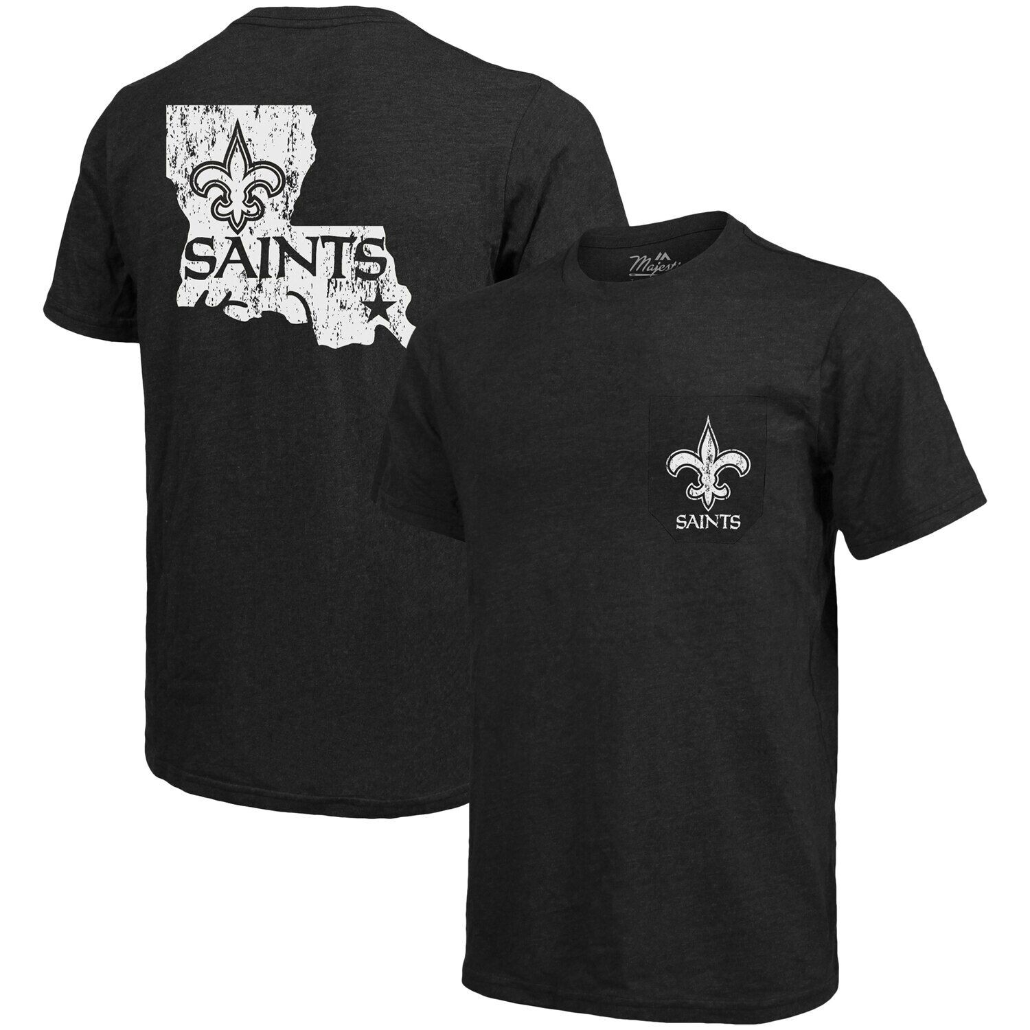 

Футболка с карманами Tri-Blend New Orleans Saints Threads - черный Majestic