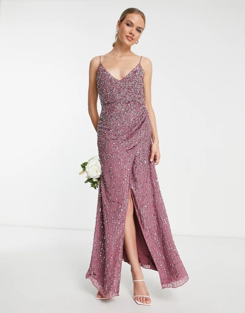 

Платье макси цвета орхидеи с драпировкой по бокам ASOS Bridesmaid