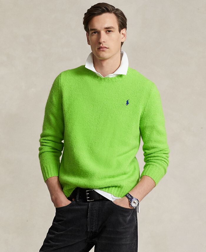 

Мужской пушистый свитер из смесовой шерсти Polo Ralph Lauren, зеленый