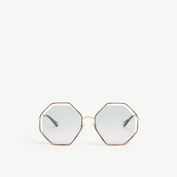 

Солнцезащитные очки ch0046s в металлической шестиугольной оправе Chloé, коричневый