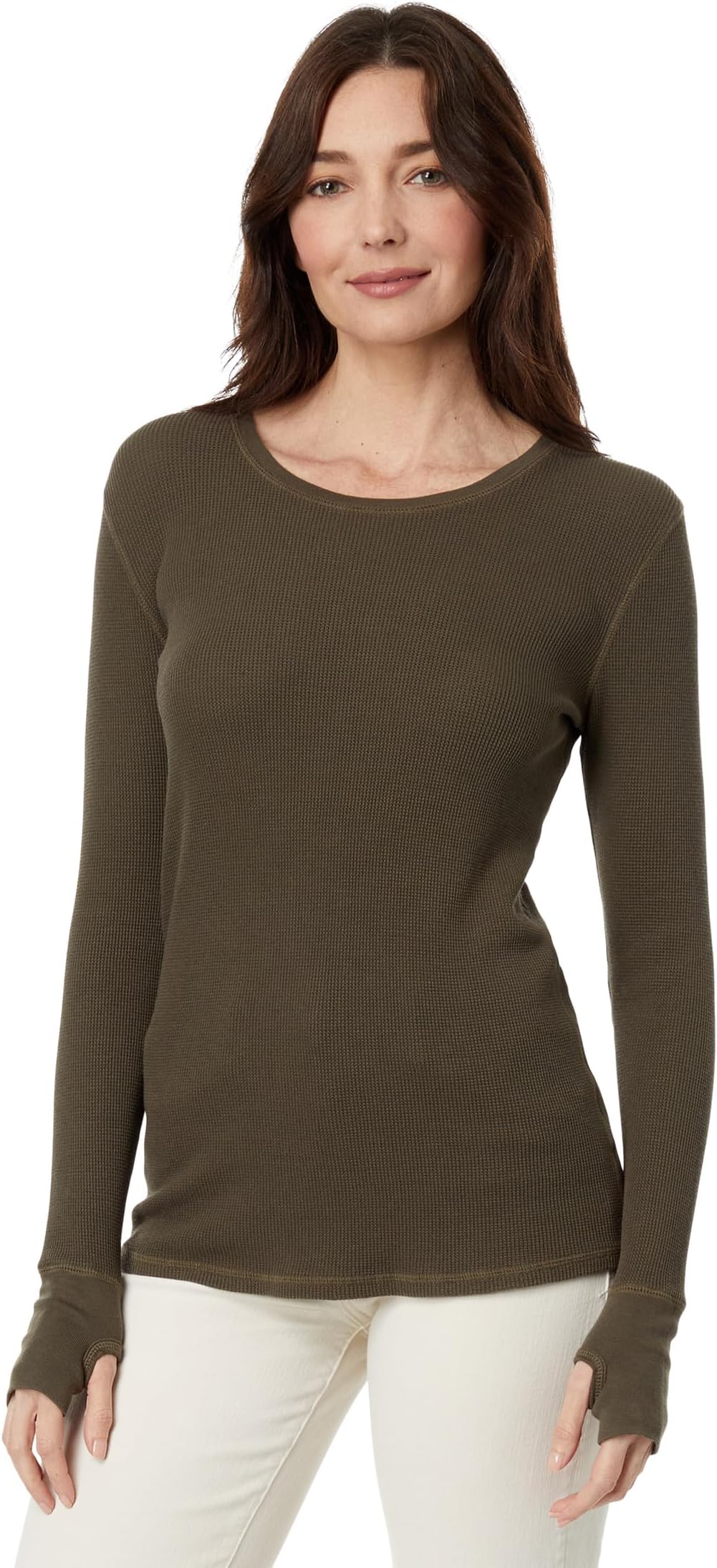 

Футболка Mod-o-doc Washed Cotton Modal Thermal Long Sleeve Crew Neck Tee, цвет Olive Thistle