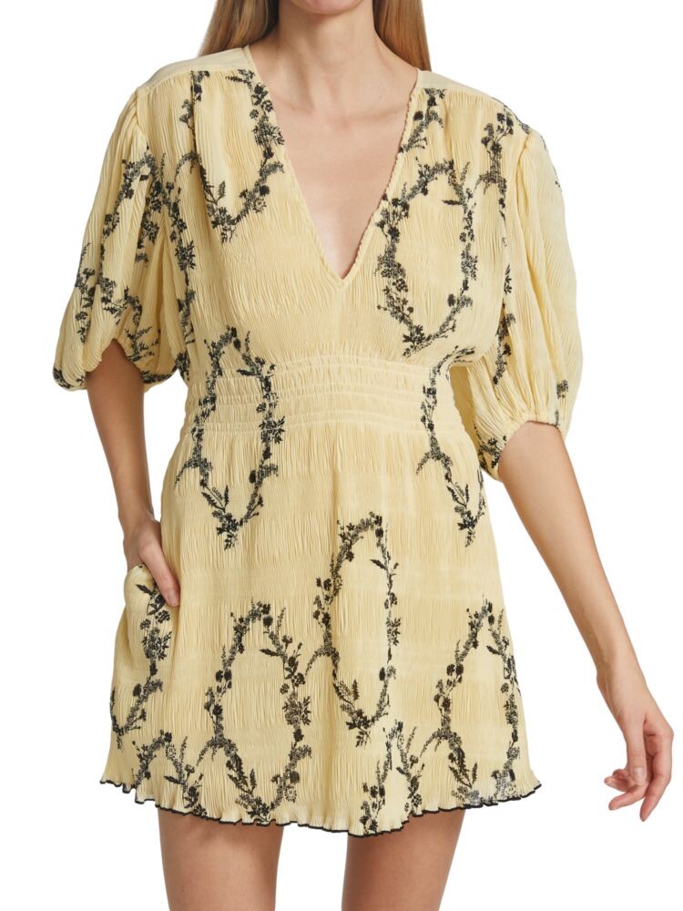 

Мини-платье Georgette с цветочным принтом и V-образным вырезом Ganni, цвет Floral Yellow Shadow